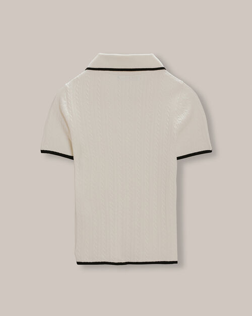 Polo Cropped De Punto Beige